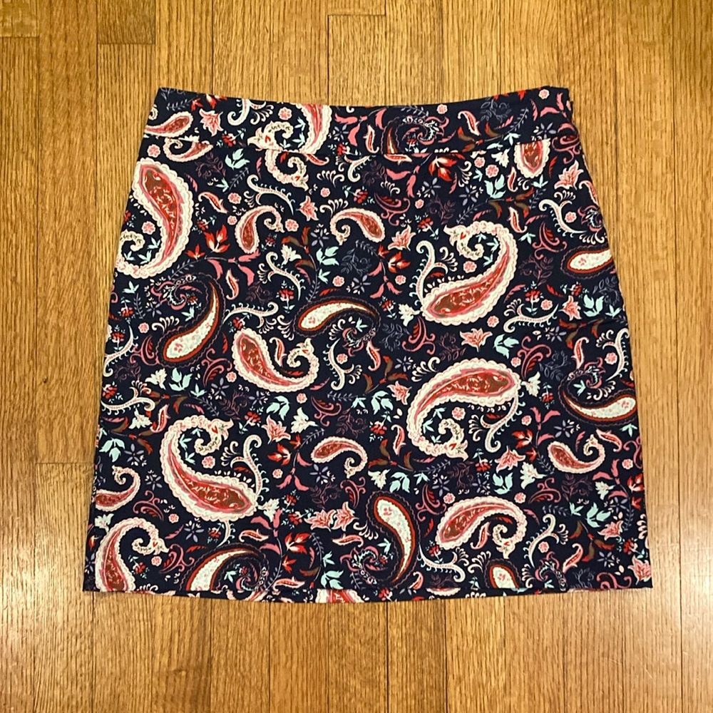 Talbots Navy Paisley Print Women's Skirt Size 10P